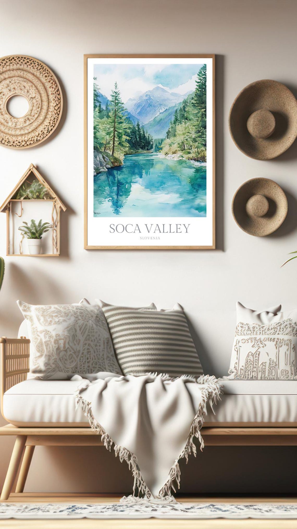 Soca Valley Slovenia Watercolor Turquoise River Travel Poster - Image 2