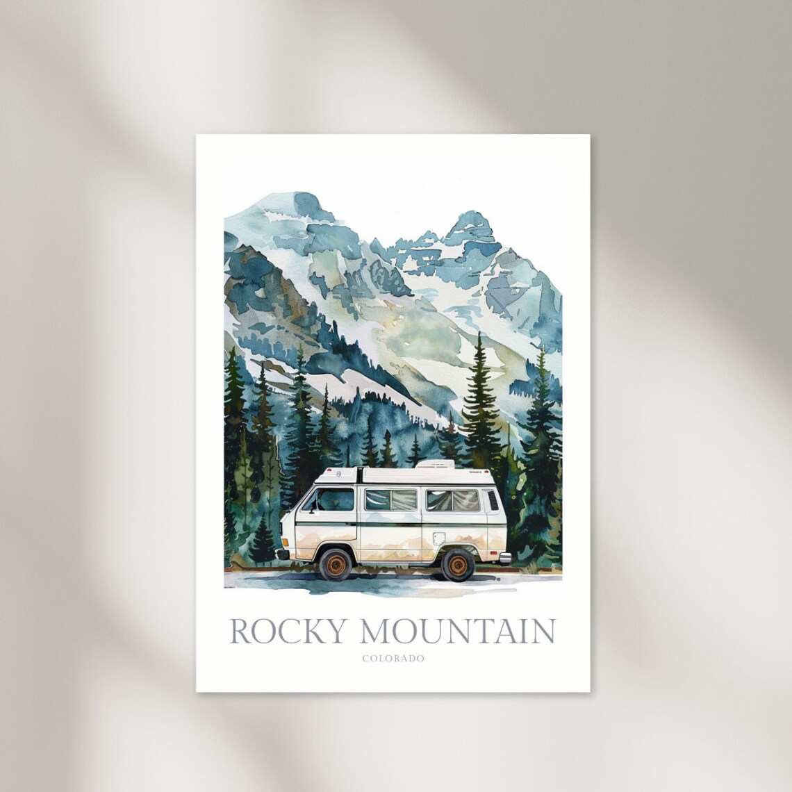 Rocky Mountain National Park Watercolor Poster