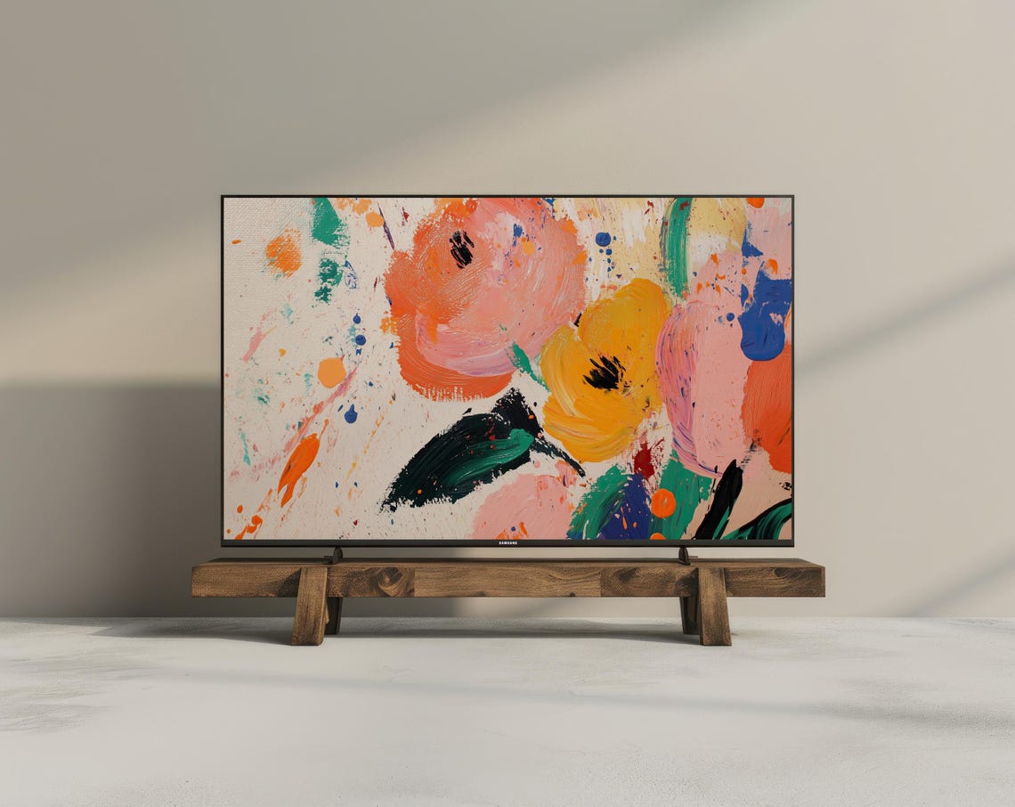 Bold Abstract Floral Colorful Painting Frame TV Art Digital Poster
