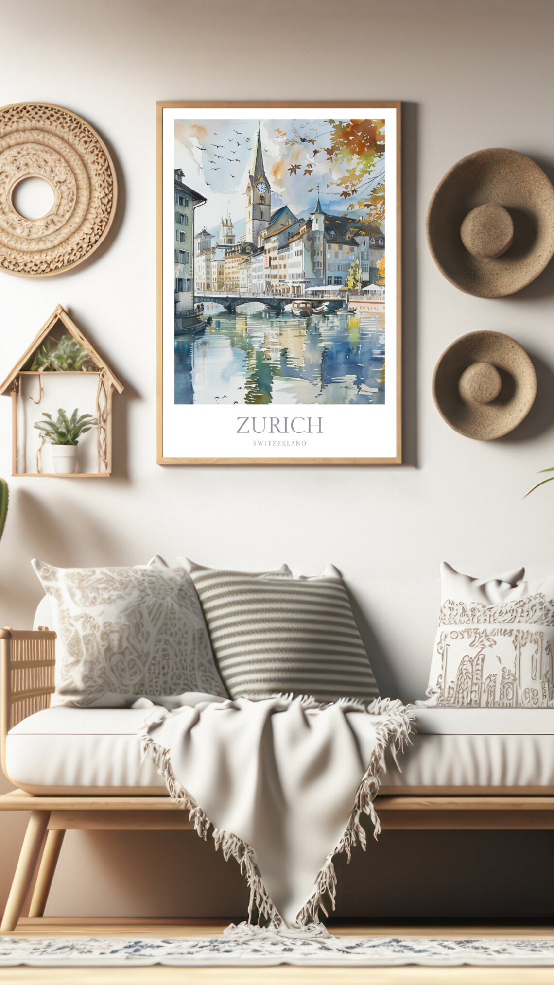 Zurich Switzerland Watercolor Travel Poster Art Print - Image 2