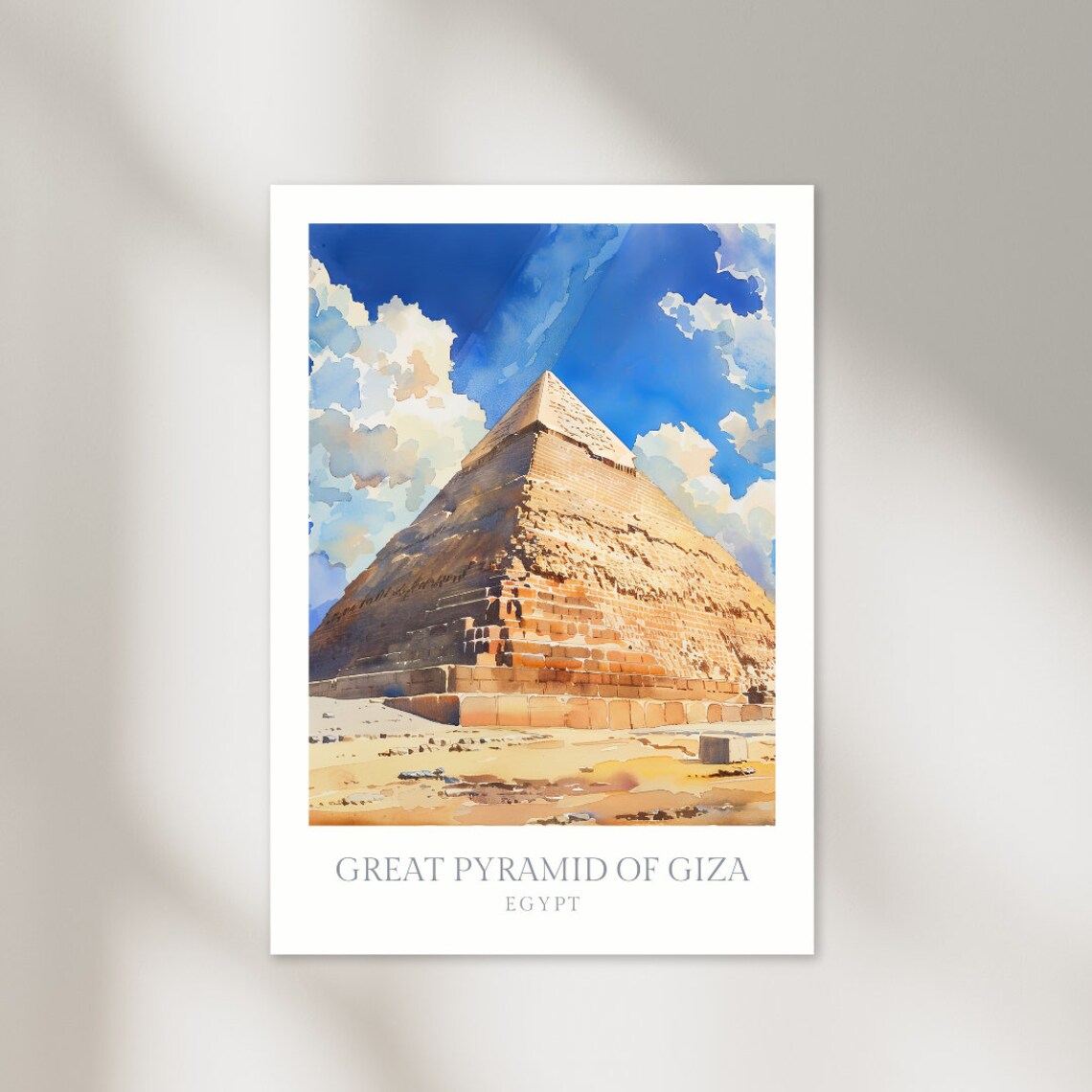 Great Pyramid of Giza Watercolor Travel Poster