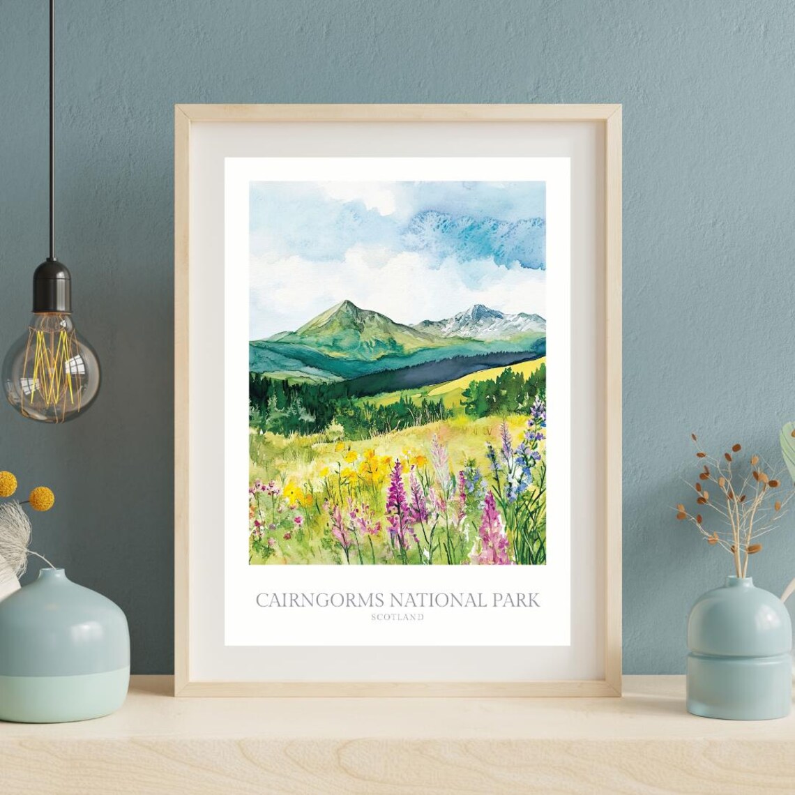 Cairngorms National Park Scotland Mountain Wildflower Watercolor Poster - Image 2