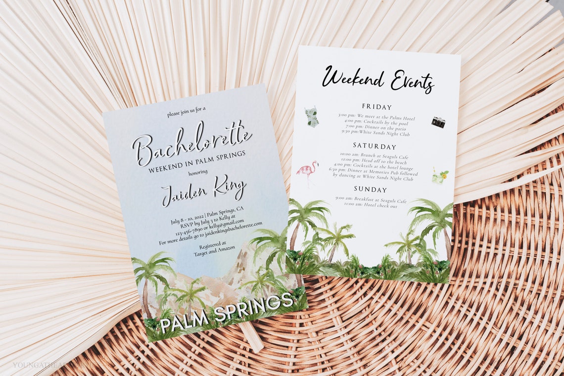 Palm Springs Bachelorette Weekend Invitation Itinerary Editable Print