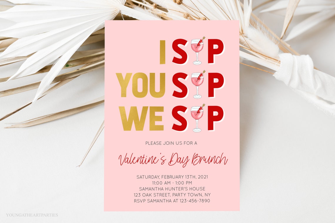 I Sip You Sip We Sip Valentine's Day Brunch Invitation Art Print