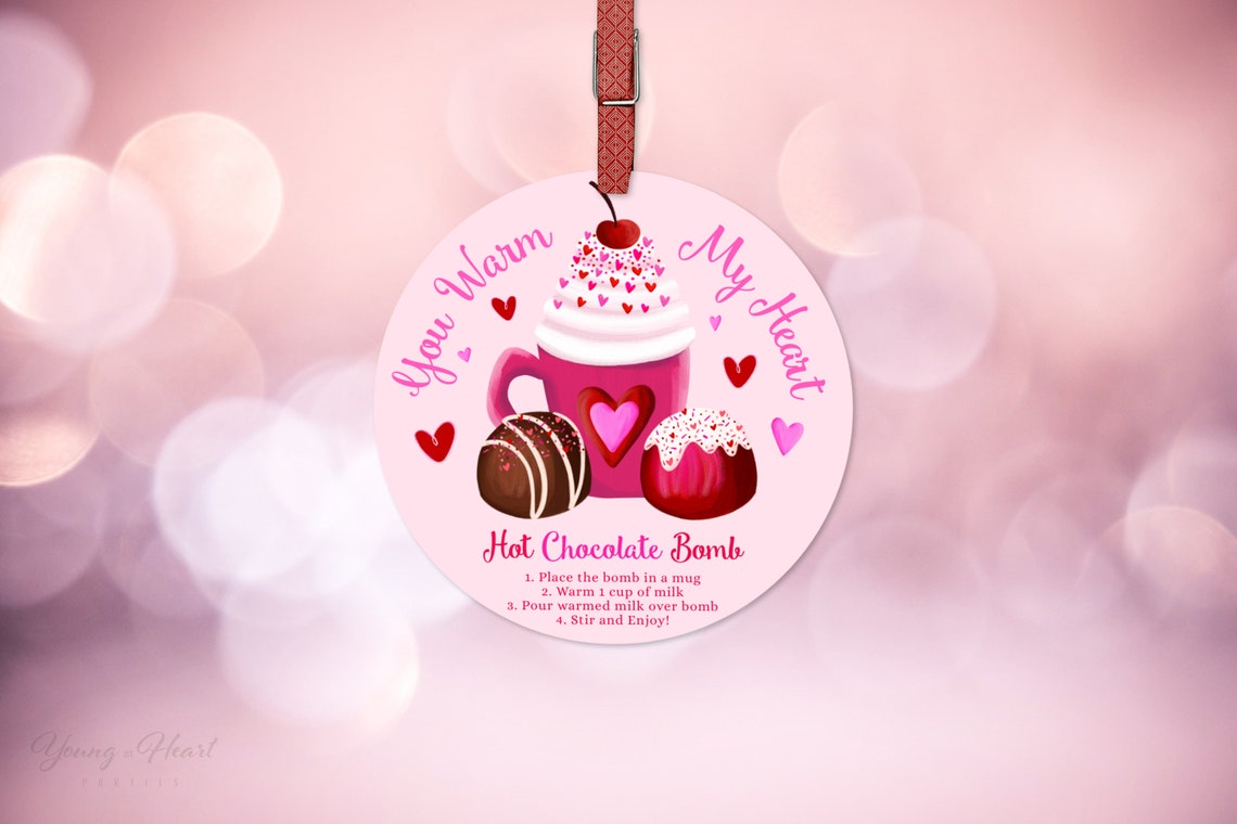You Warm My Heart Hot Chocolate Bomb Cocoa Tag Instructions Print