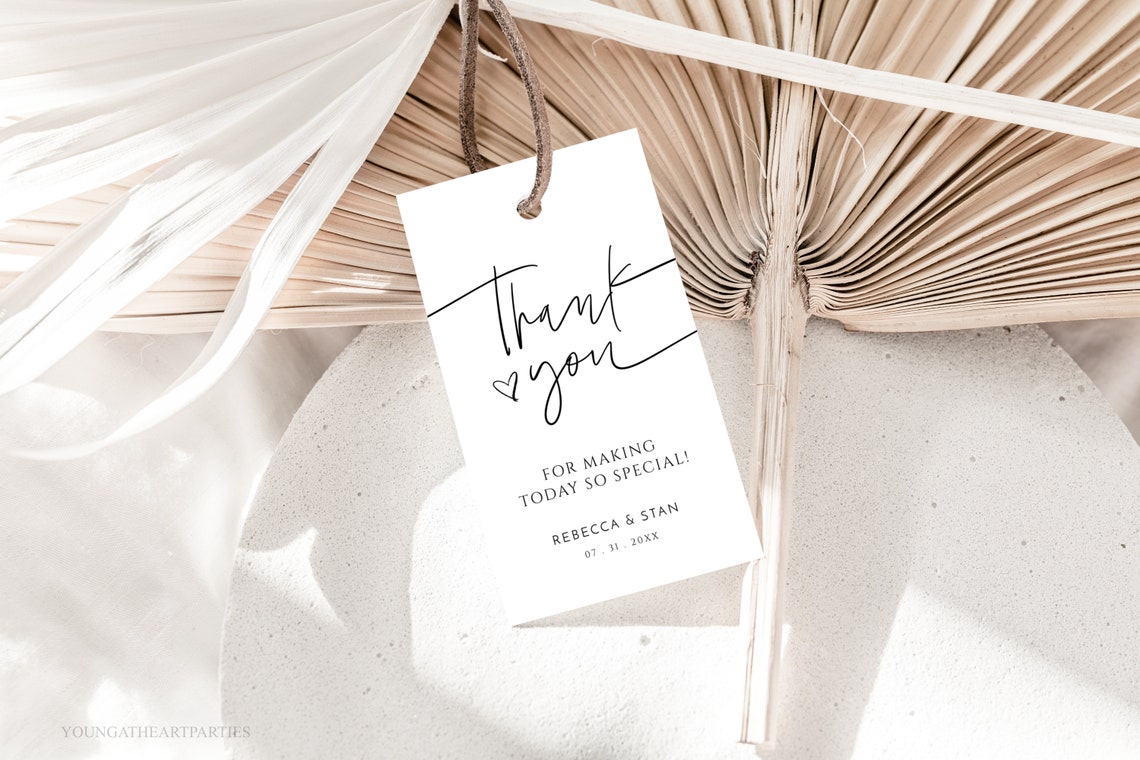 Minimalist Thank You Tag Modern Script Favor Tag Printable Print