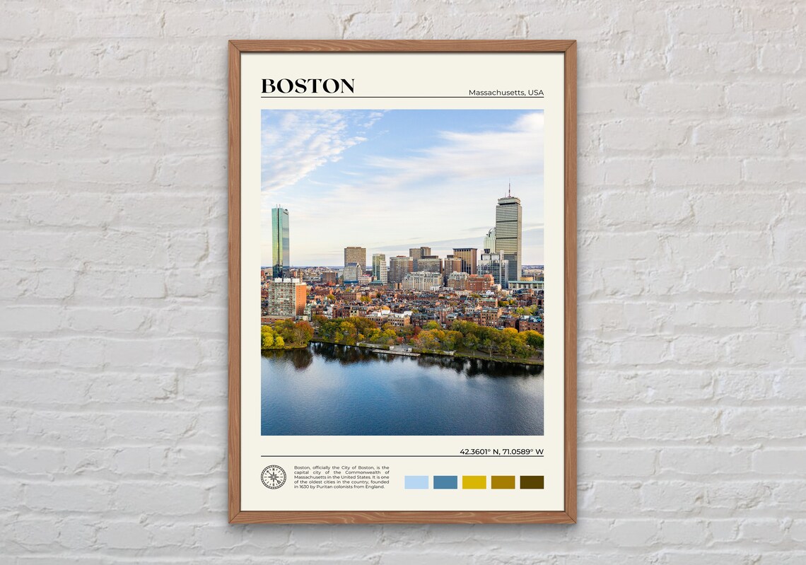 Boston Photo Print, Massachusetts Travel Poster