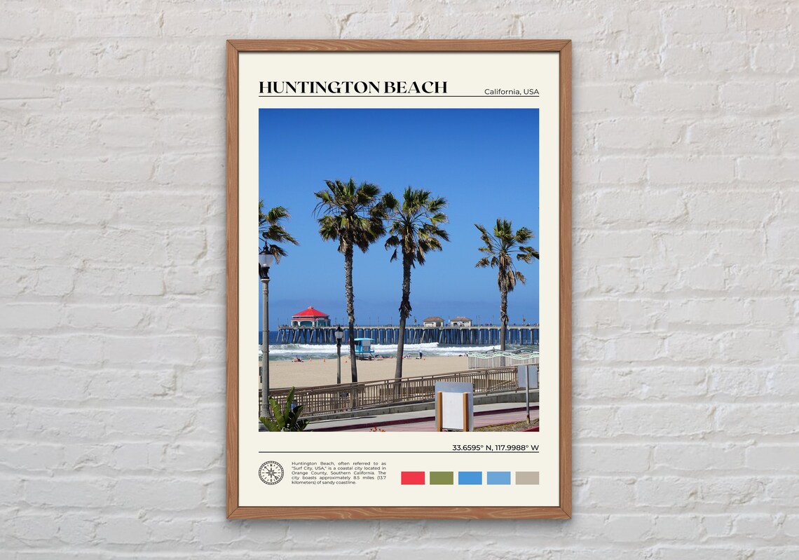 Huntington Beach Real Photo Art Print