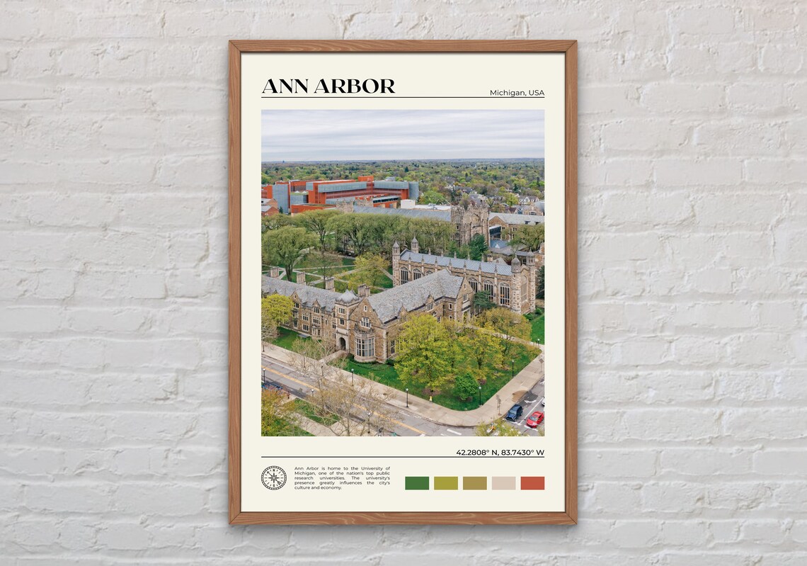 Ann Arbor Real Photo Travel Poster, Michigan