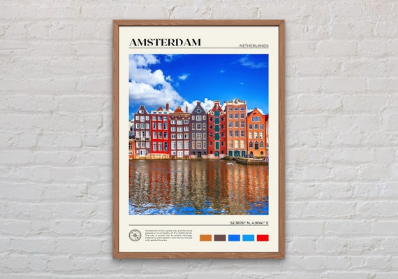 Amsterdam Travel Poster, City Photo Wall Art