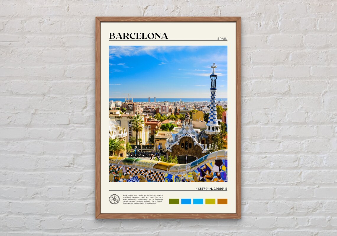 Barcelona Real Photo Travel Poster, Spain Wall Art