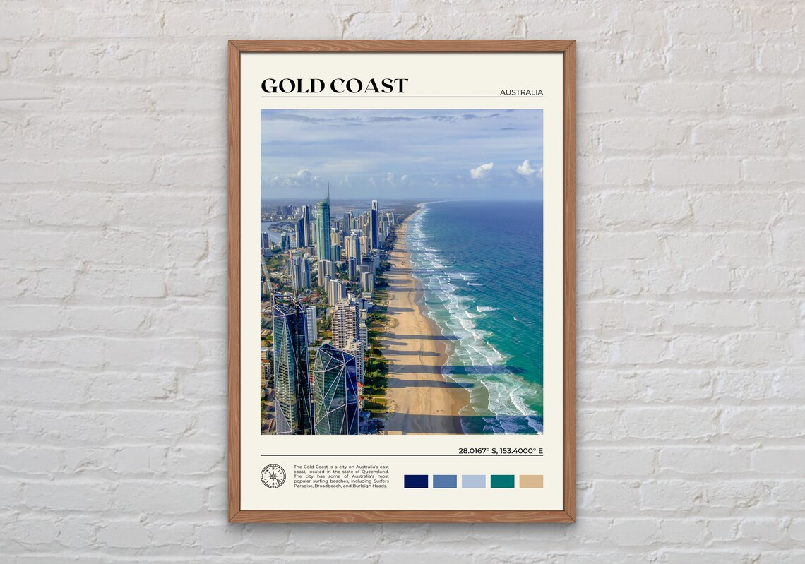 Gold Coast Australia Surfers Paradise Beach Aerial Photo Poster