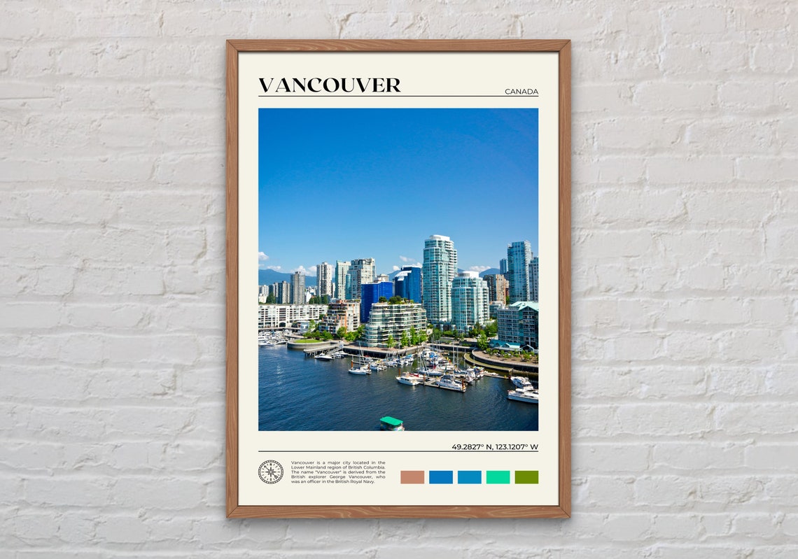 Vancouver Canada Waterfront Skyline Marina City Travel Poster