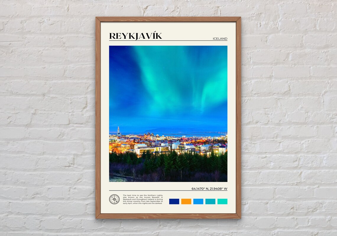 Reykjavik Travel Poster, Iceland Photo Print