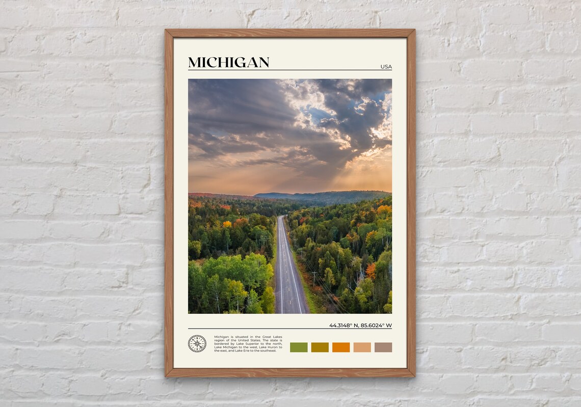 Michigan Photo Travel Poster, USA Wall Art