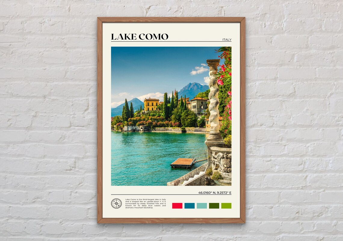 Lake Como Real Photo Travel Poster, Italy Decor