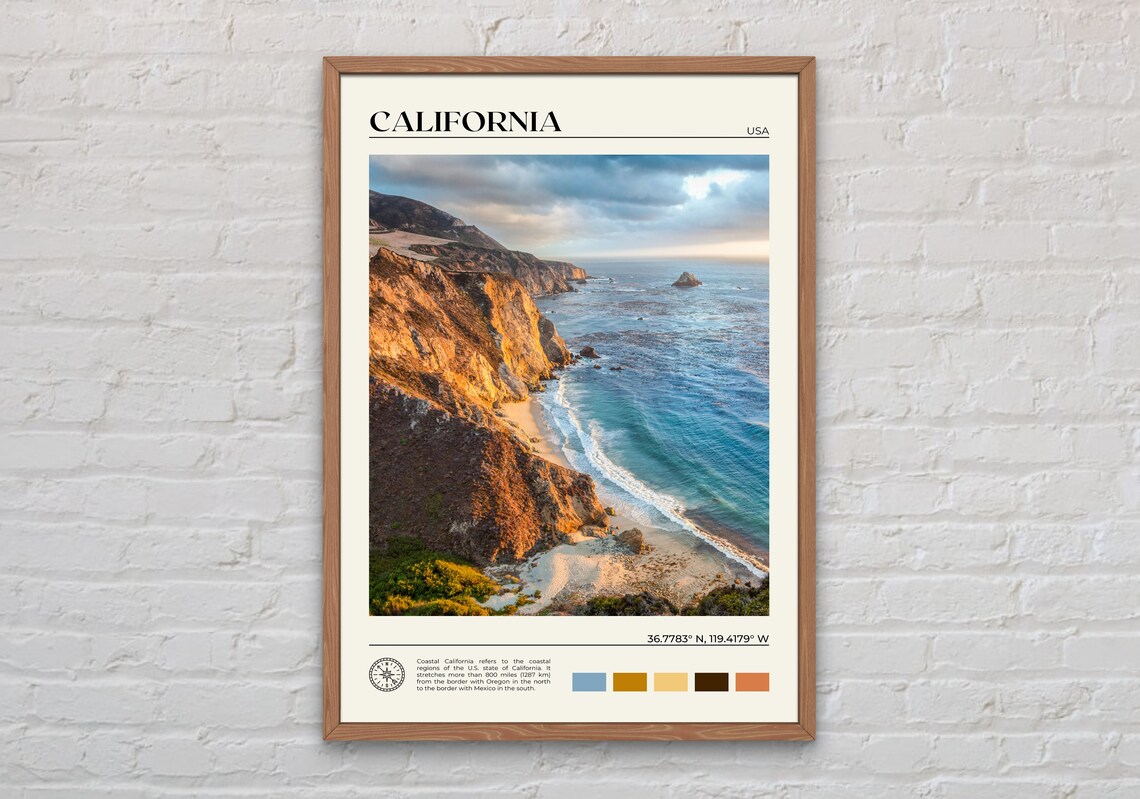 California Travel Poster, Real Photo Wall Art