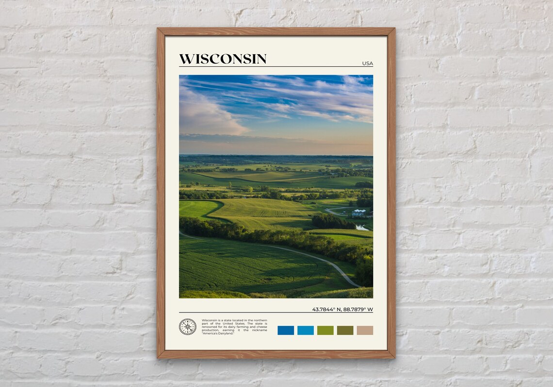 Wisconsin Travel Poster, Real Photo Art Print