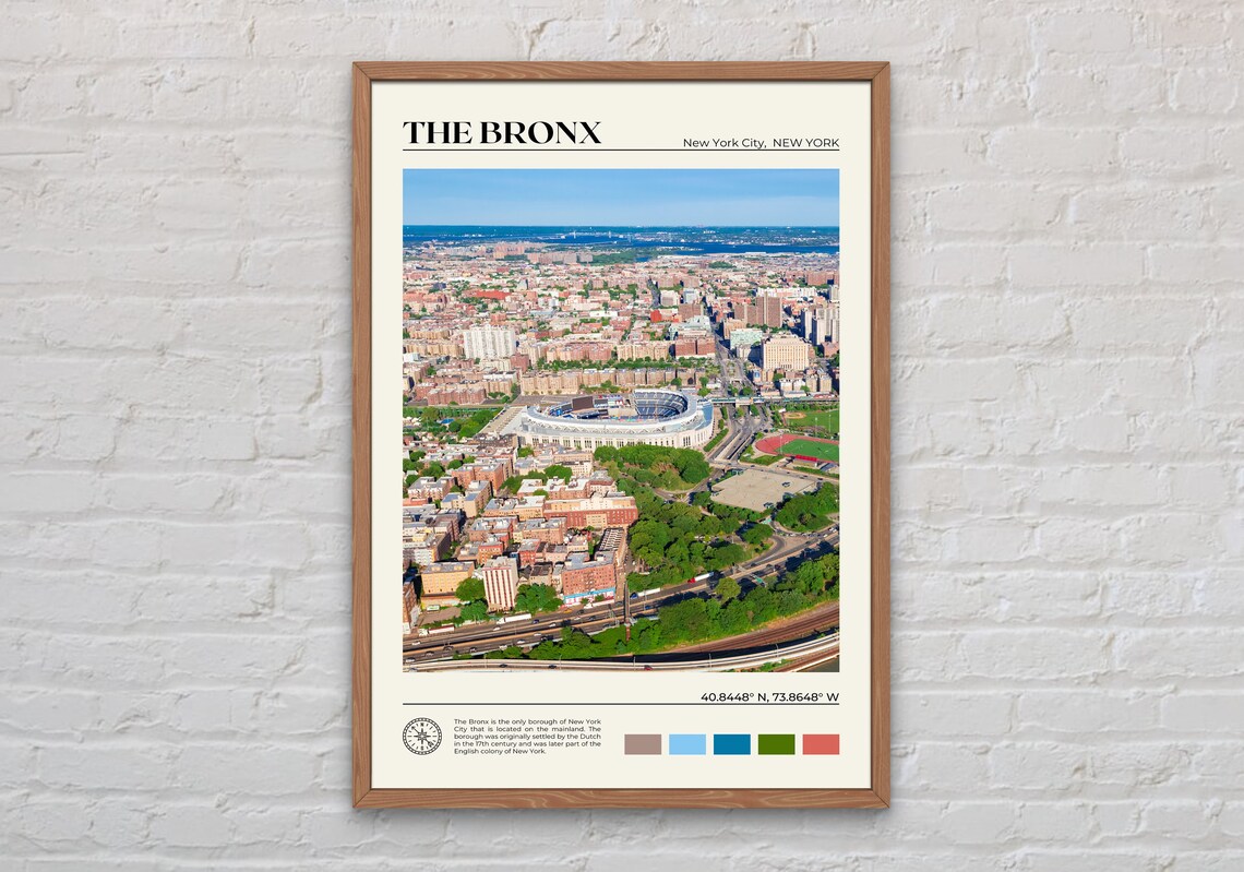The Bronx Real Photo Travel Poster, USA Wall Decor