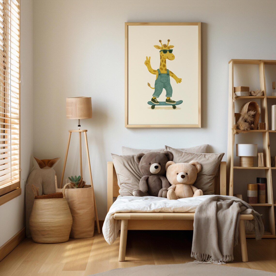 Cool Giraffe Skateboard Poster, Giraffe Nursery Decor - Image 3