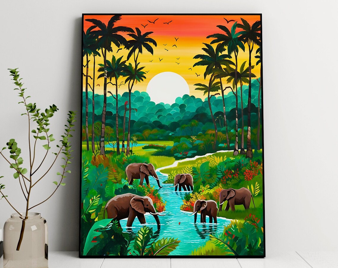 Africa Illustration Print, Botswana Travel Poster