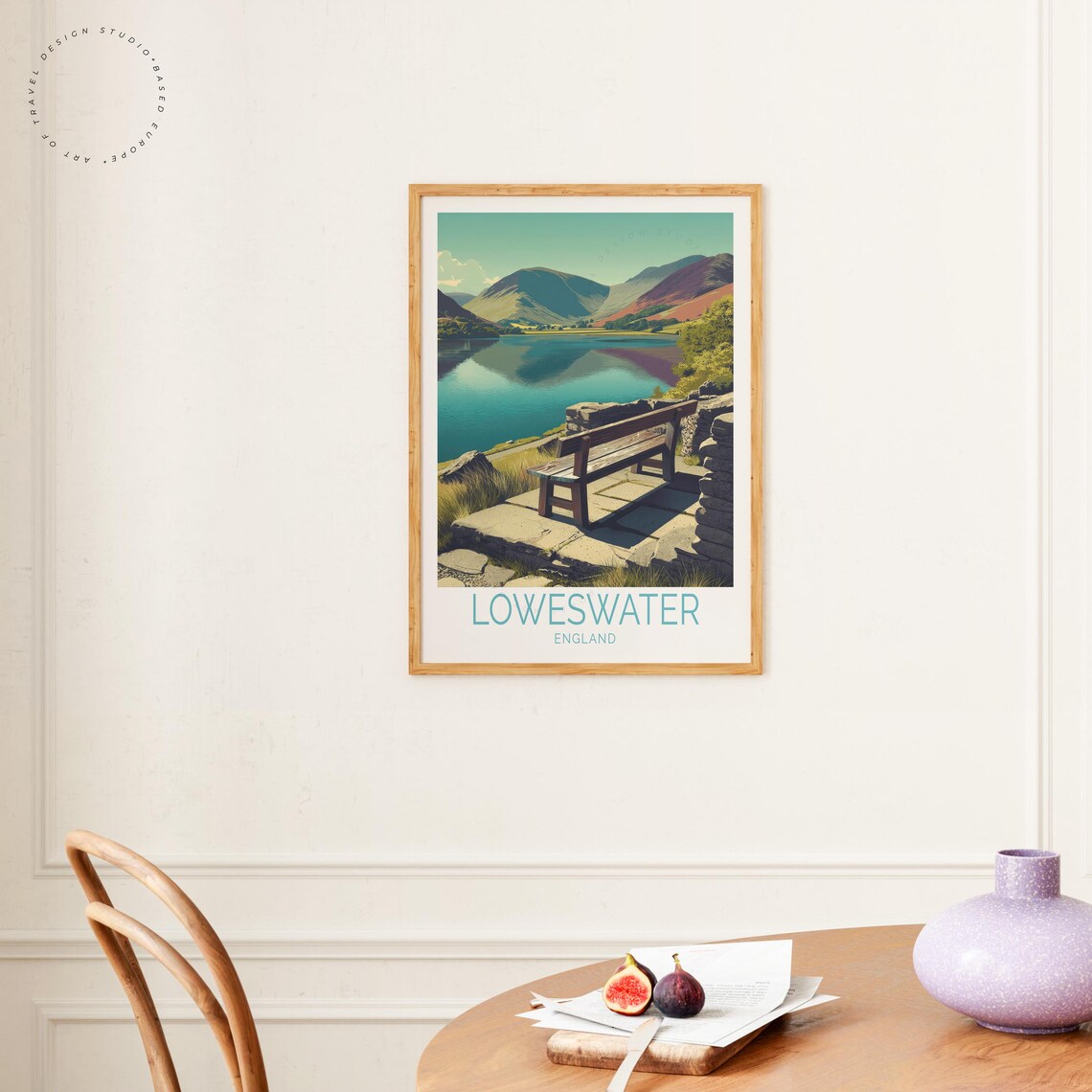 Loweswater England Lake District Lakeside Bench Vintage Travel Poster - Image 4
