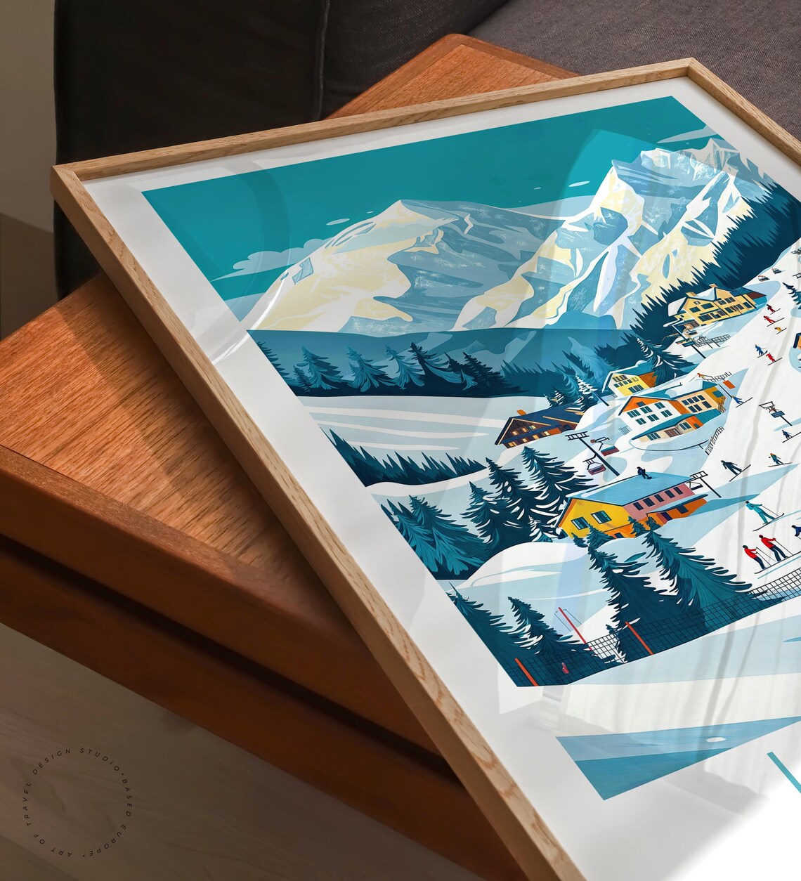 La Plagne France Ski Resort Alpine Village Winter Vintage Travel Poster - Image 6
