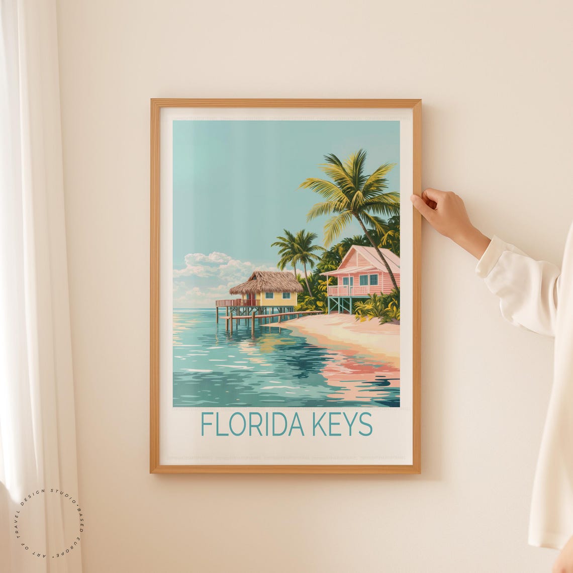 Florida Keys Thatched Stilt Hut Turquoise Water Beach Cottage Poster - Image 5