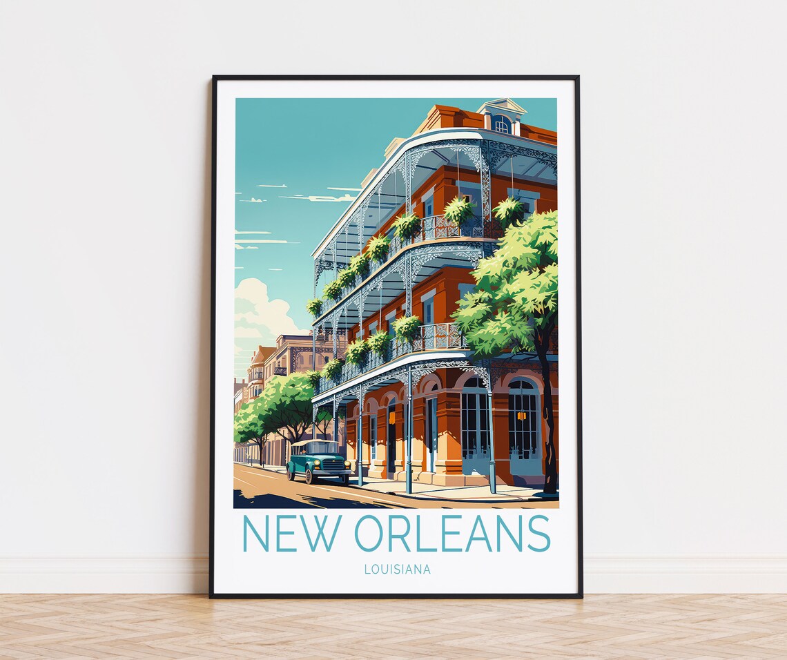 New Orleans Travel Poster, Louisiana Wall Art Print