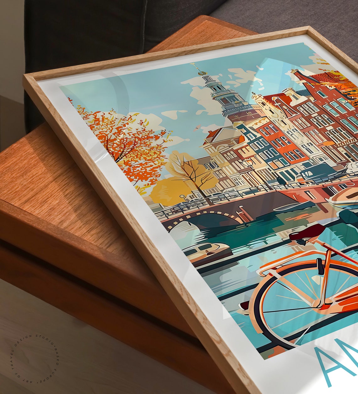 Amsterdam Netherlands Canal With Bicycle And Historic Houses Poster - Image 3