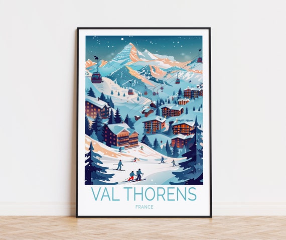 Val Thorens France City Poster France Winter Decor Val Thorens Ski Wall Art Home Decor Personalised Gifts Birthday Present