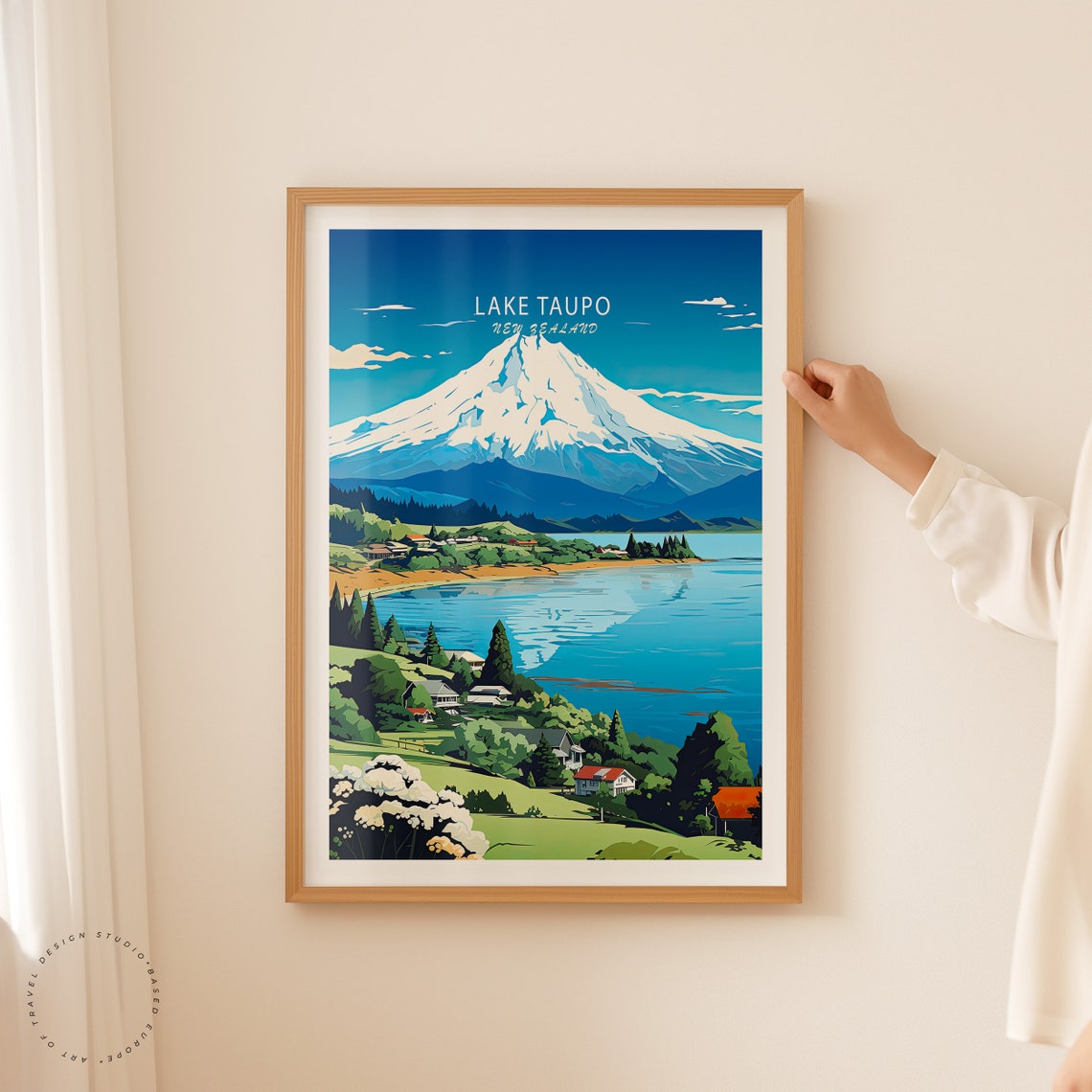 Lake Taupo New Zealand Travel Print Lake Taupo New Zealand Wall Art Coast Poster Print New Zealand Wall Decor Birthday Present - Image 2