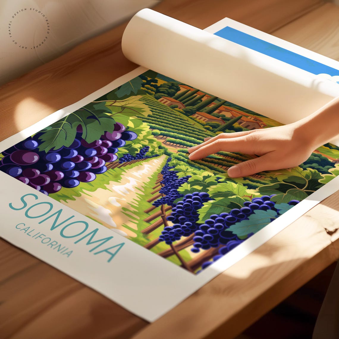Sonoma California Vineyard Grape Rows Estate Winery Travel Poster - Image 2
