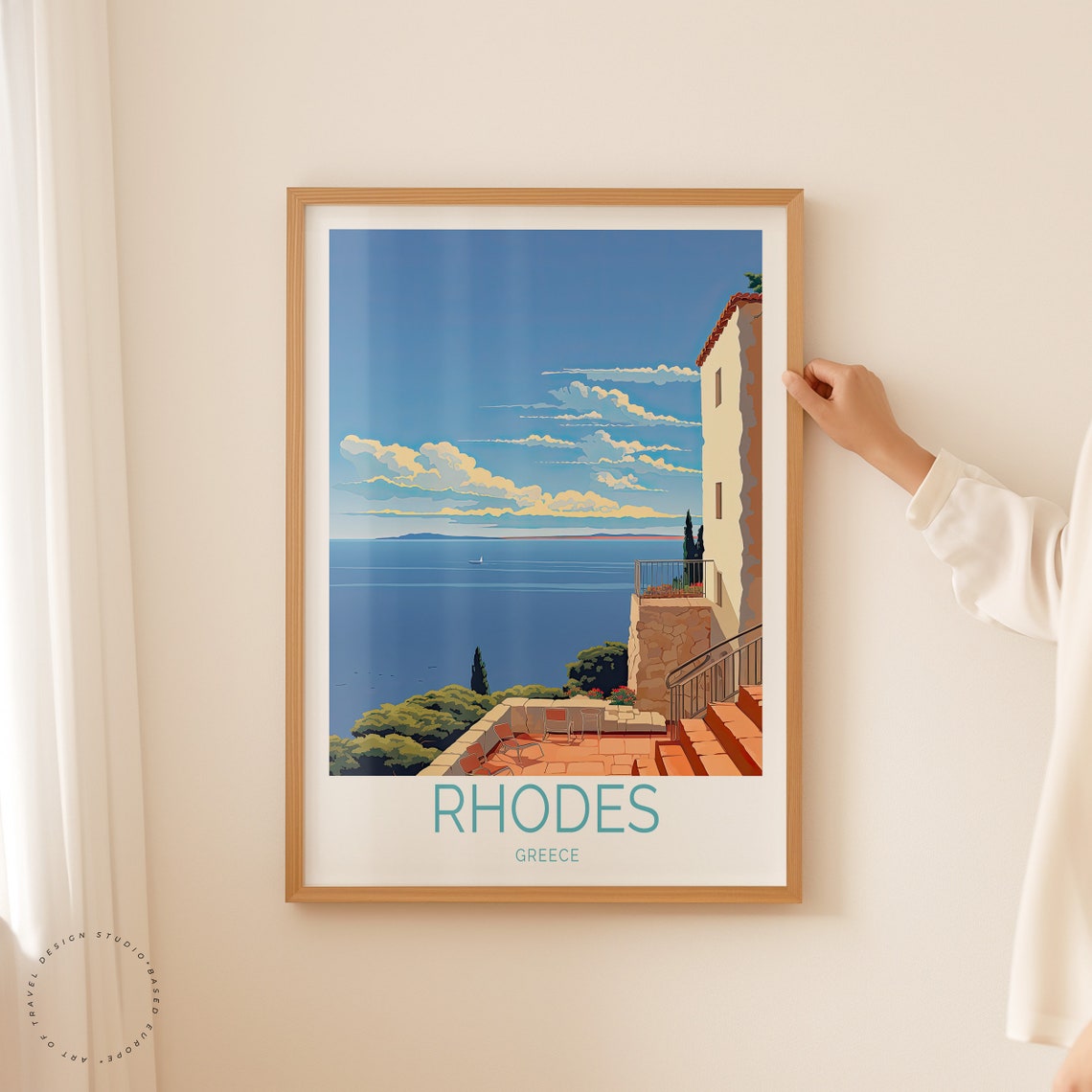 Rhodes Greece Villa Terrace Overlooking The Aegean Sea Poster - Image 2