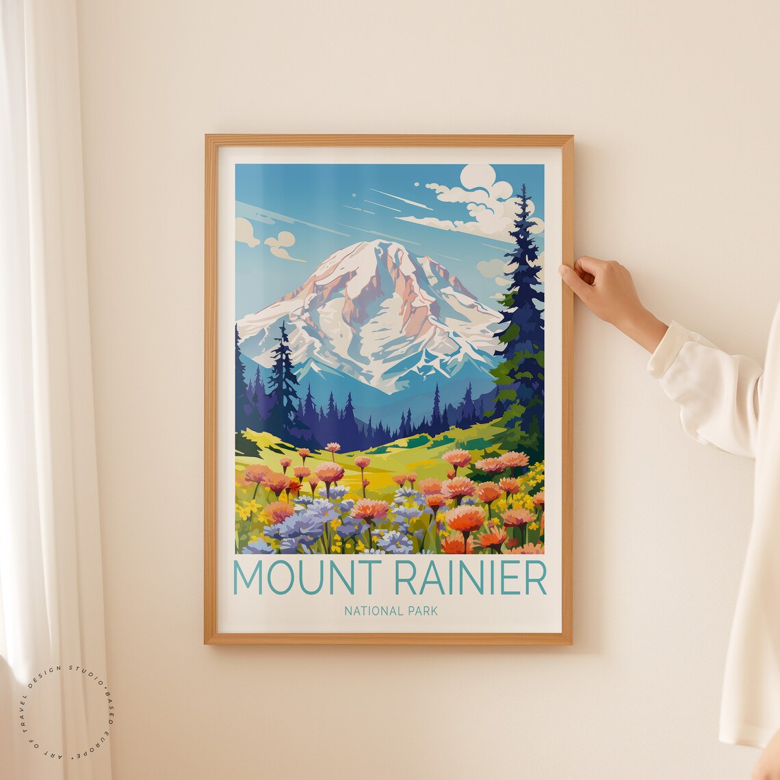 Mount Rainier Travel Poster National Park Wall Art Mount Rainier National Park Print National Park City Birthday Gifts - Image 2