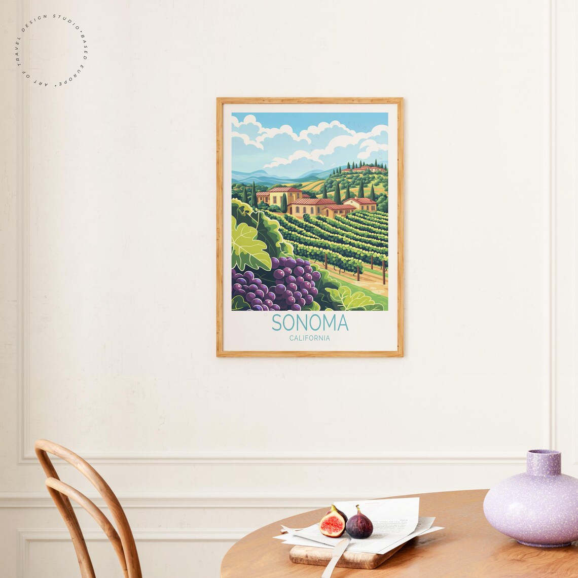 Sonoma California Vineyard Grapes Rolling Hills Travel Poster - Image 4