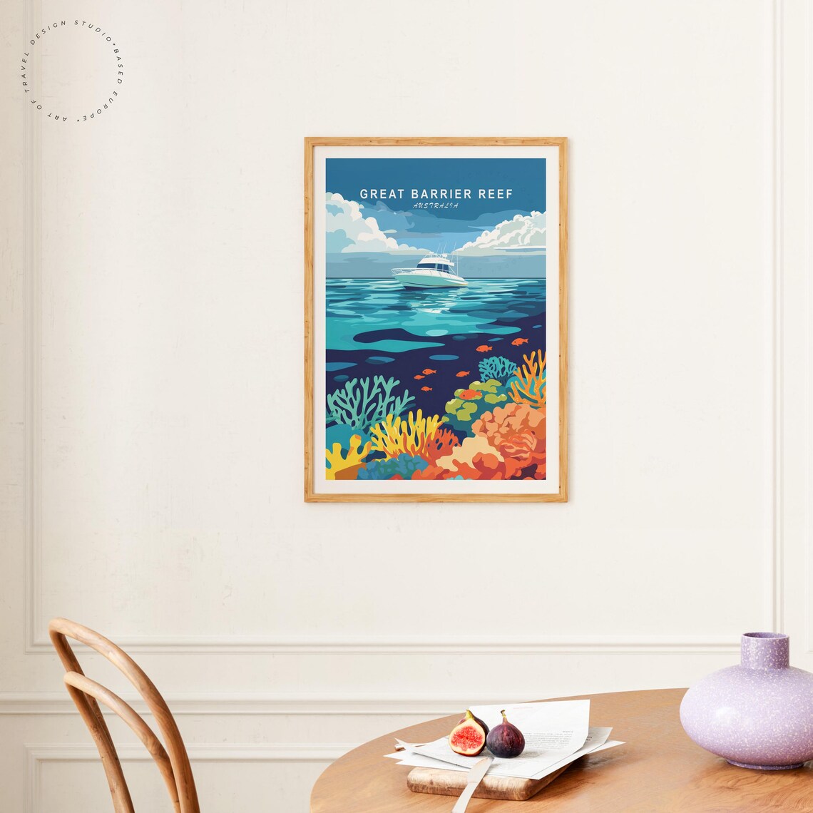 Great Barrier Reef Australia Dive Boat Coral Vintage Travel Poster - Image 4