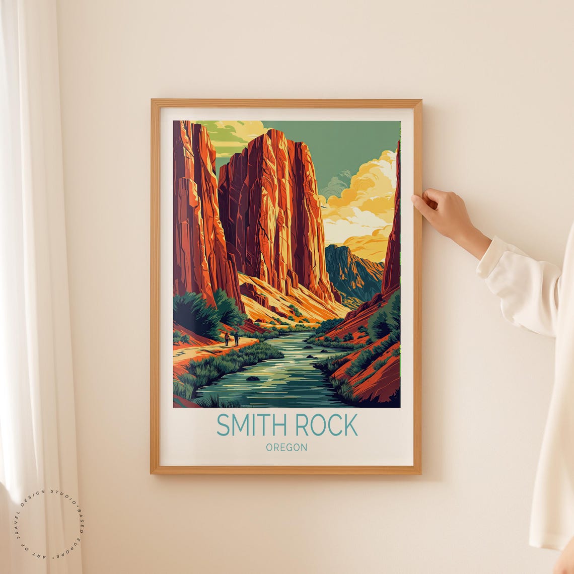 Smith Rock Oregon Red Spires Canyon River Minimal Travel Poster - Image 2