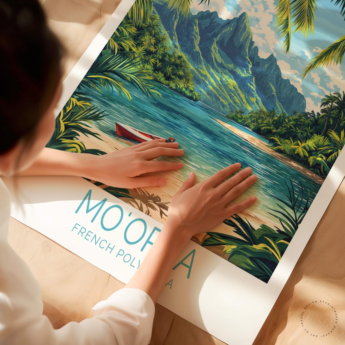 Moorea French Polynesia Tropical Island Lagoon Travel Poster - Image 3