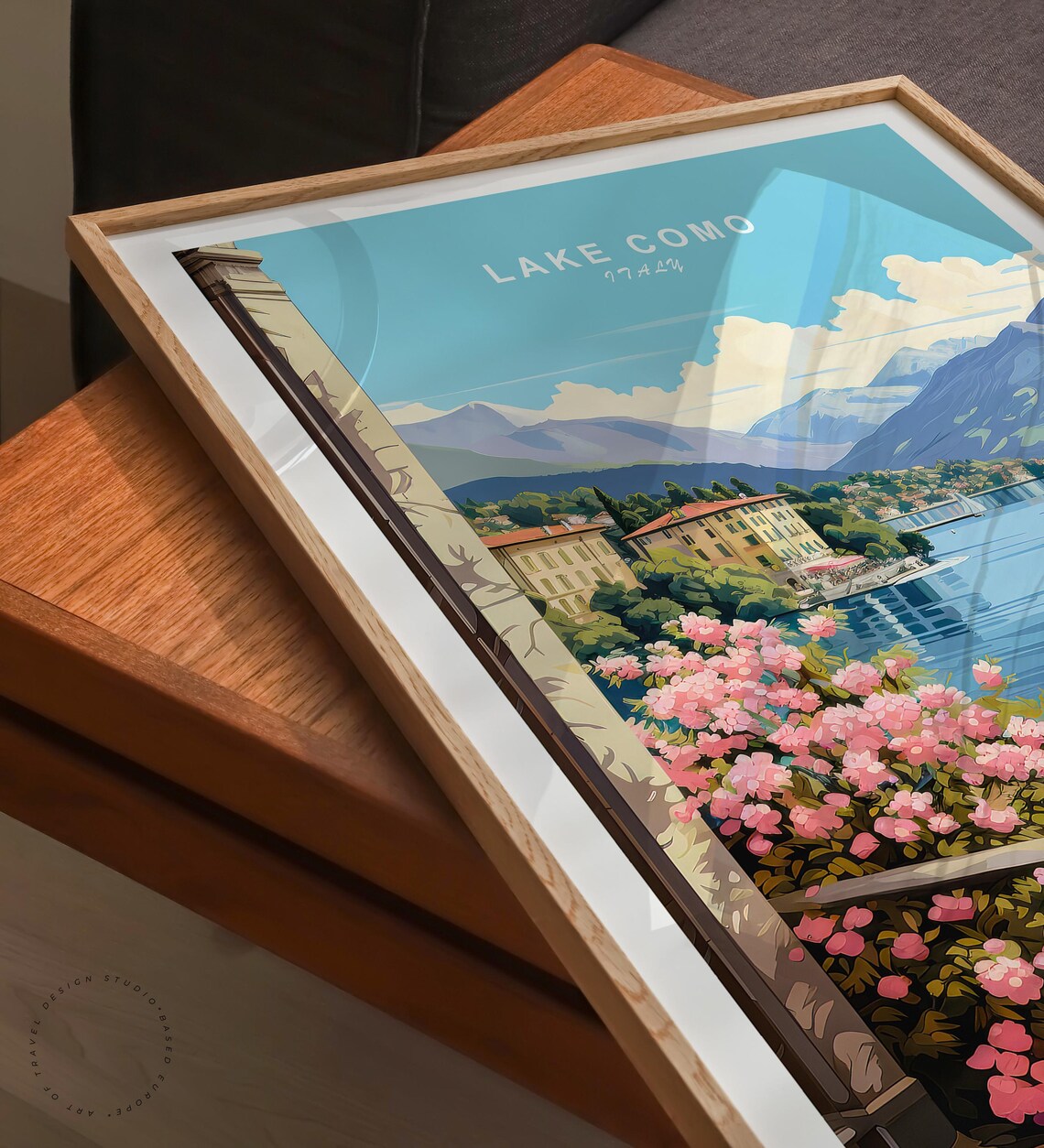 Lake Como Italy Lakeside Town Blooming Terrace Travel Poster - Image 3