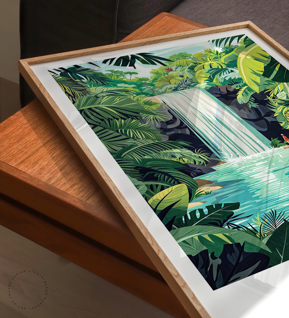 Ubud Bali Indonesia Jungle Waterfall Tropical Pool View Poster - Image 3