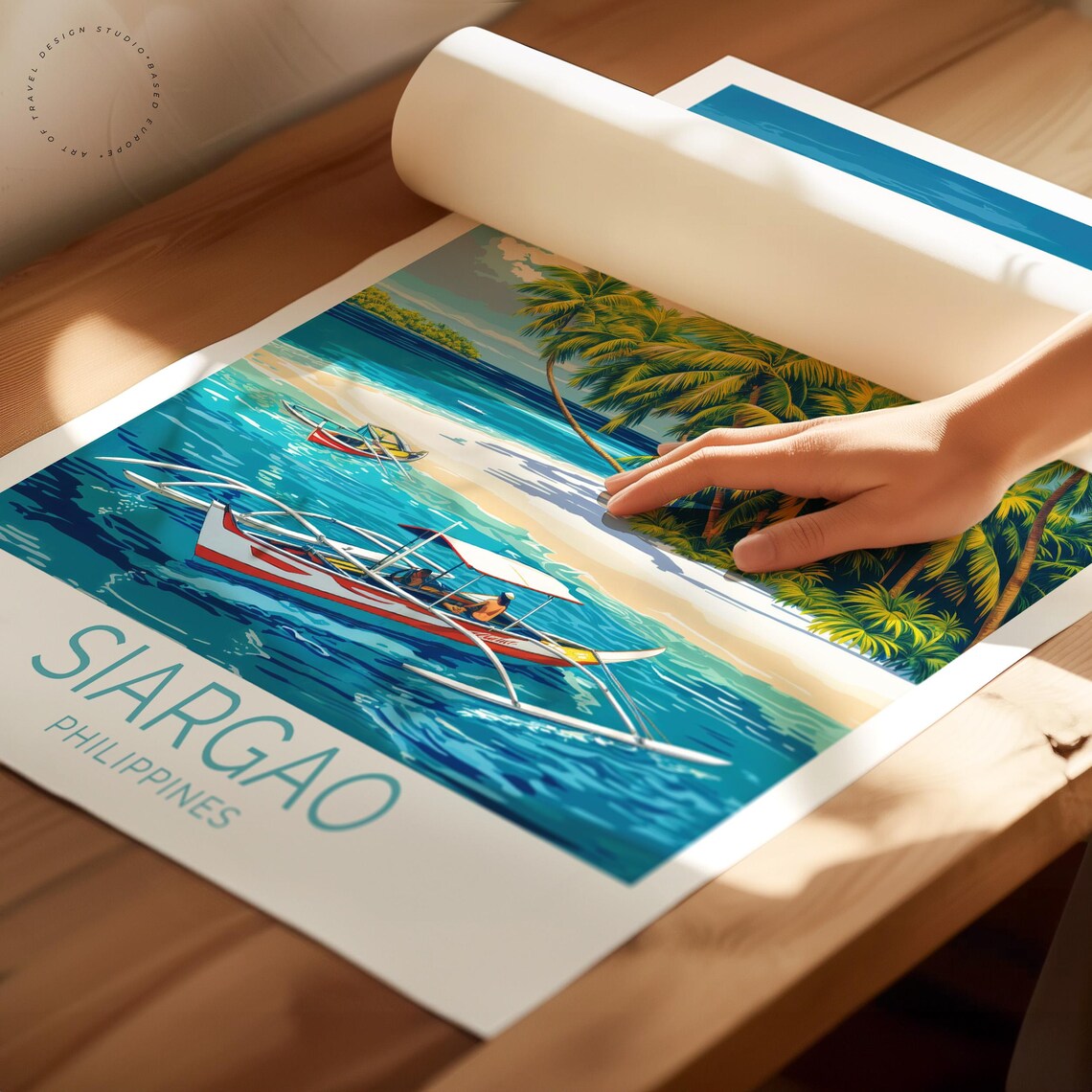 Siargao Philippines Palm Beach Outrigger Boat Turquoise Sea Poster - Image 2