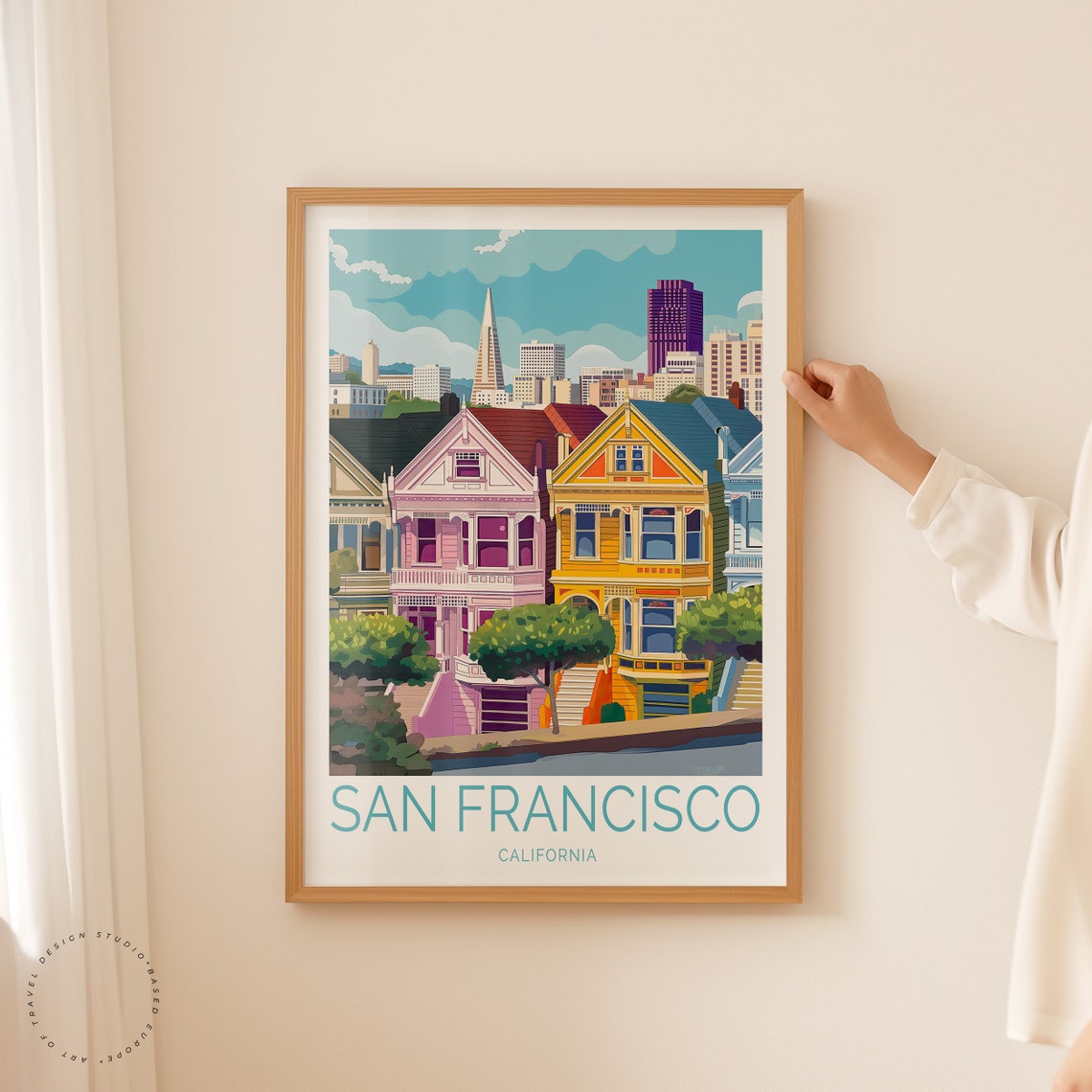 San Francisco California Travel Print California Wall Art San Francisco Houses Poster Custom Travel Poster Birthday Gifts - Image 2
