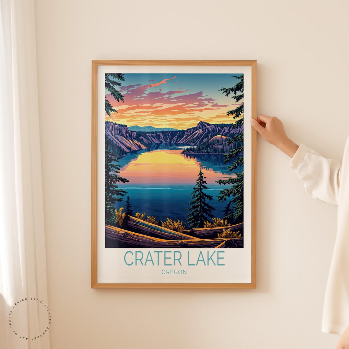 Crater Lake Oregon Travel Poster Crater Lake National Park Print Oregon Wall Art Custom Travel Poster Birthday Gifts - Image 2