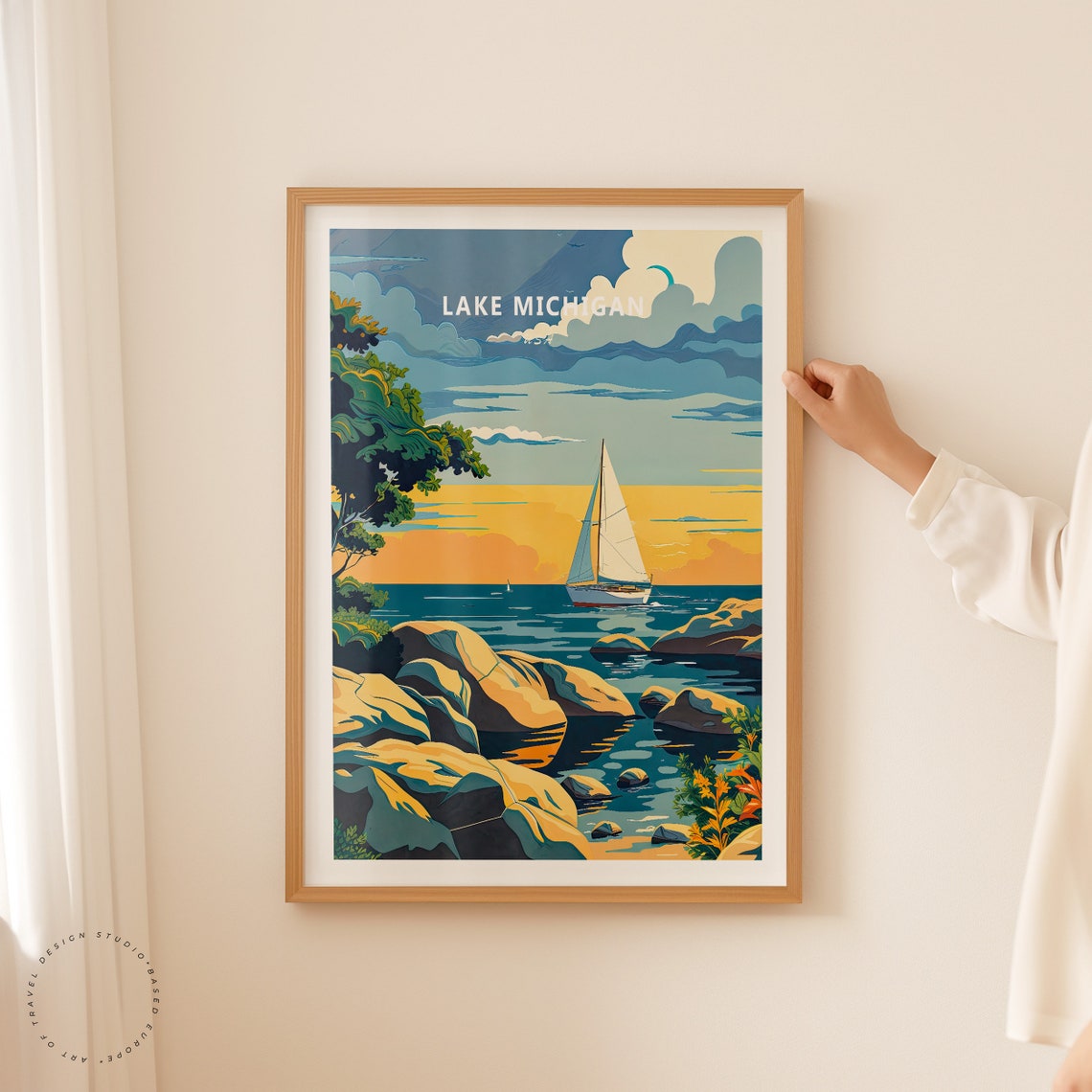 Lake Michigan Usa Sunset Poster Usa Wall Art Decor Lake Michigan Custom Travel Poster Usa Coast Print Personalised Gifts - Image 3