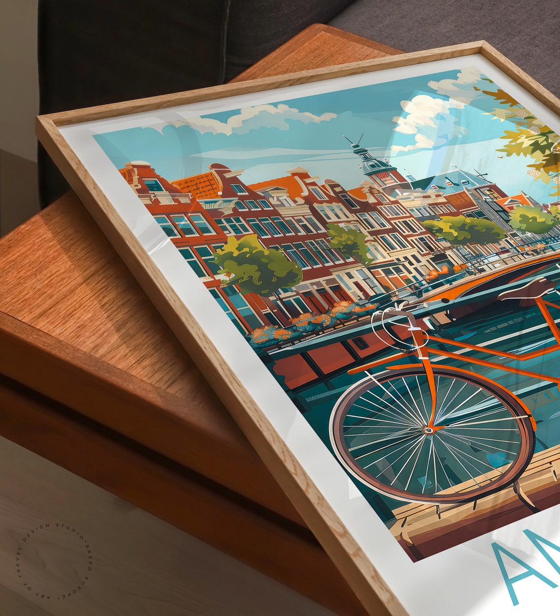 Amsterdam Netherlands Canal Bridge With Classic Red Bicycle Poster - Image 3