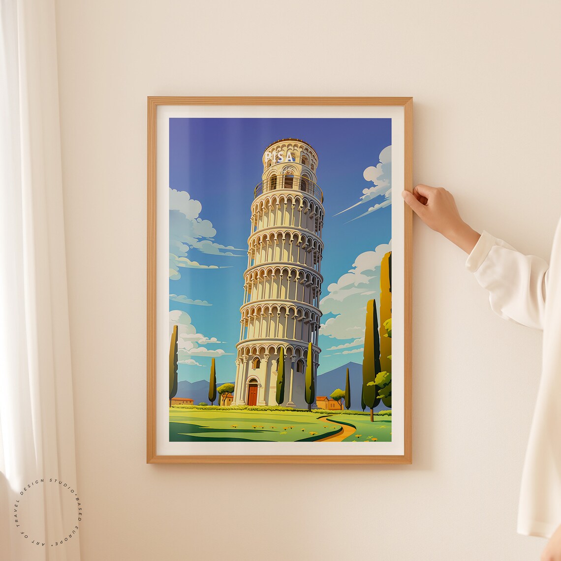 Pisa Leaning Tower Italy Tuscan Landmark Vintage Travel Poster - Image 2