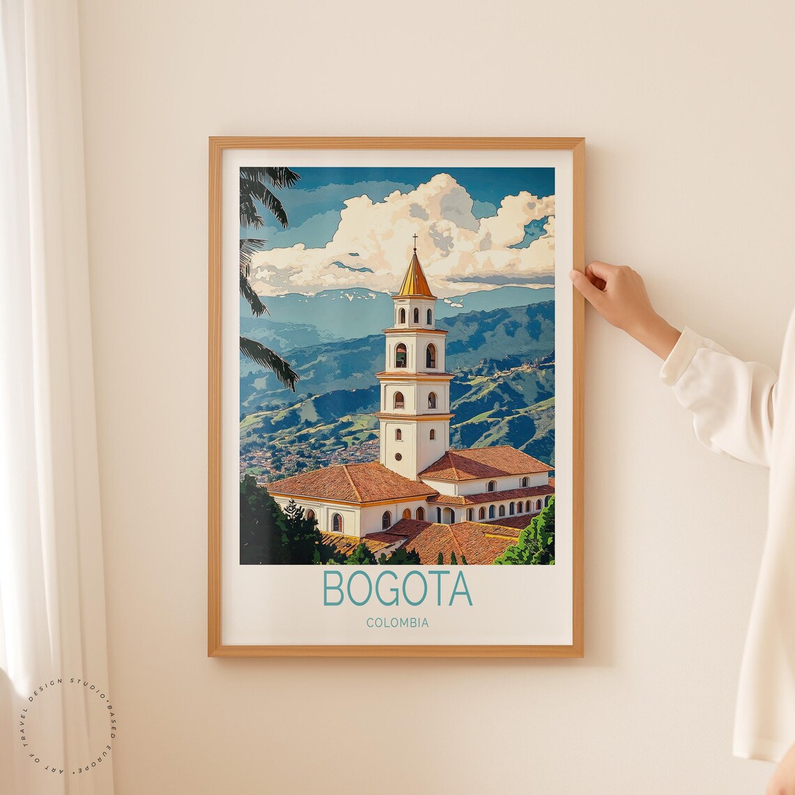 Bogota Colombia Monserrate Church Tower Andes Bottom Title Poster - Image 2