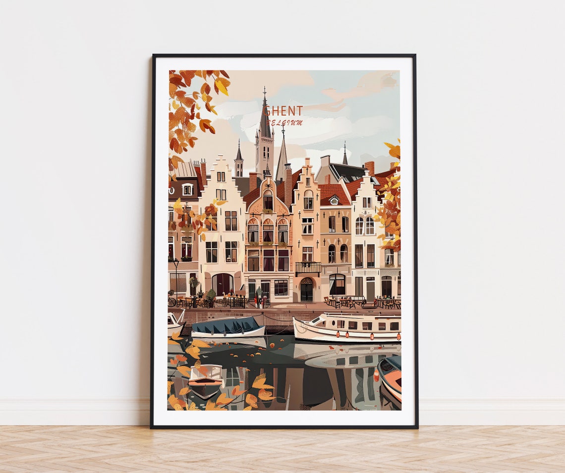 Ghent Europe Travel Print Belgium Wall Art Ghent Belgium Poster Europe Travel Gifts Personalised Gifts Wedding Gifts
