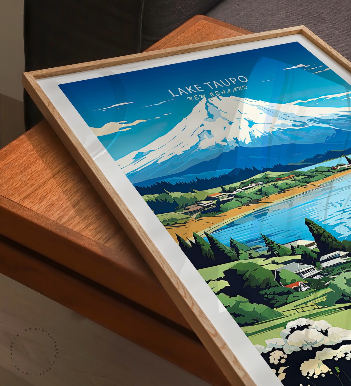Lake Taupo New Zealand Travel Print Lake Taupo New Zealand Wall Art Coast Poster Print New Zealand Wall Decor Birthday Present - Image 3
